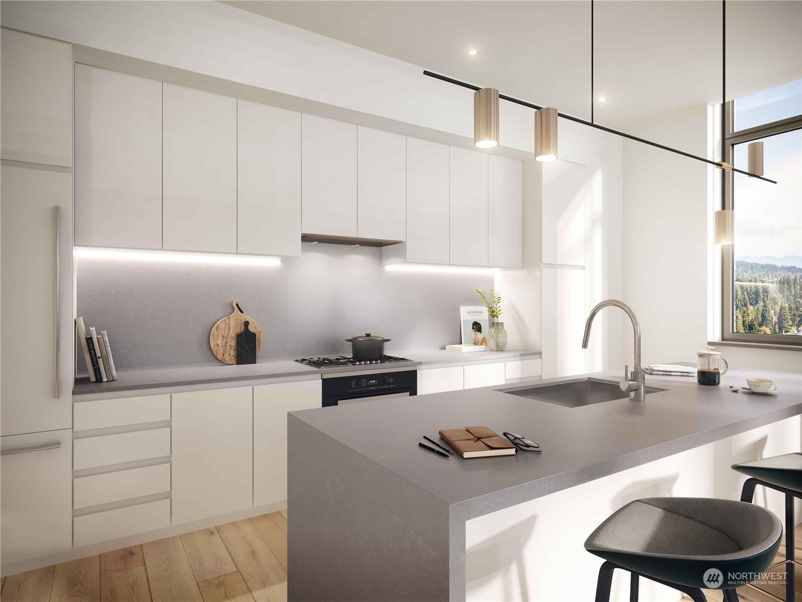 Rendering of kitchen.