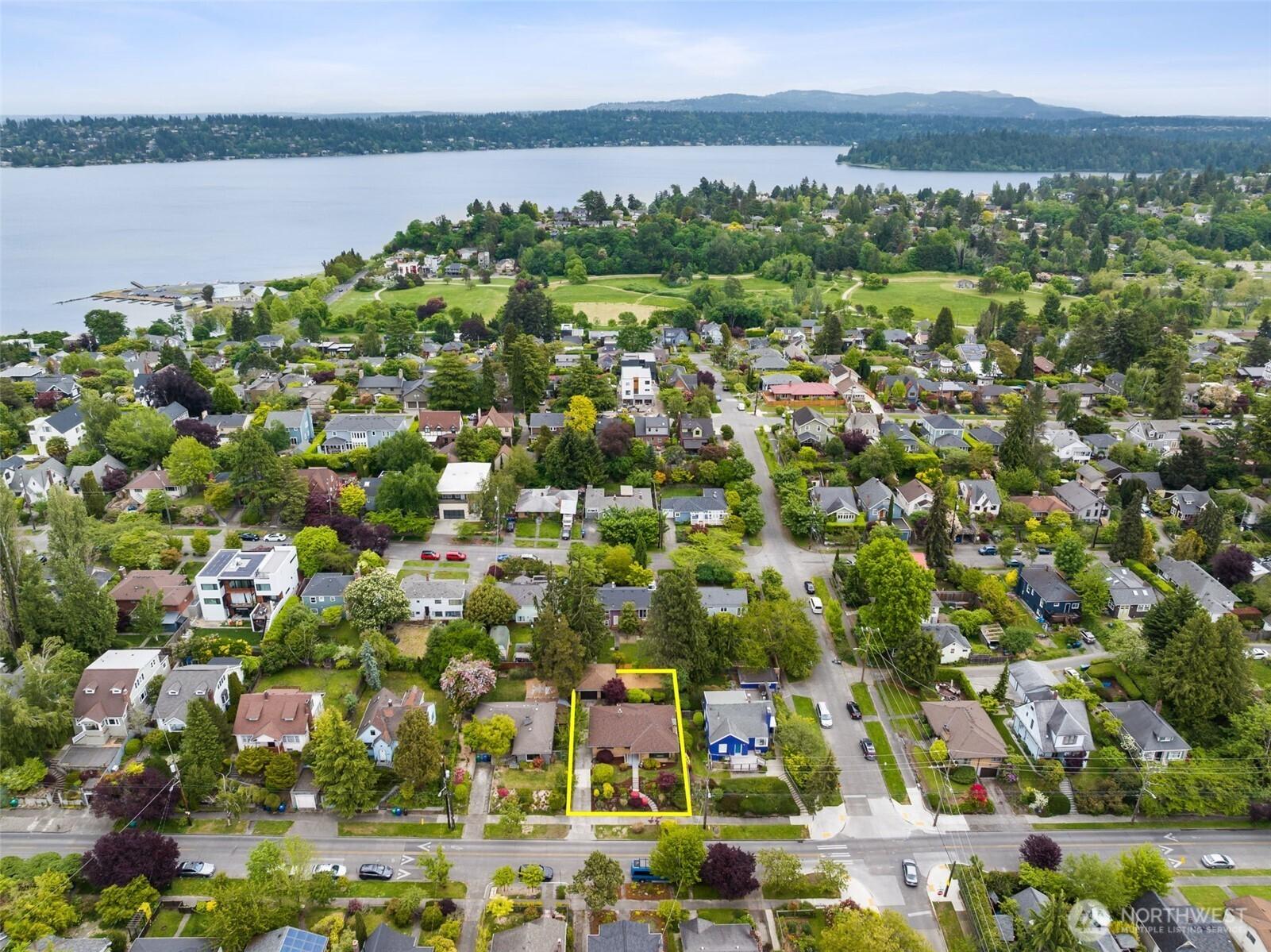 View of Genessee Park and Mt Baker Rowing & Sailing Center on Lake Washington. Within walking distance.