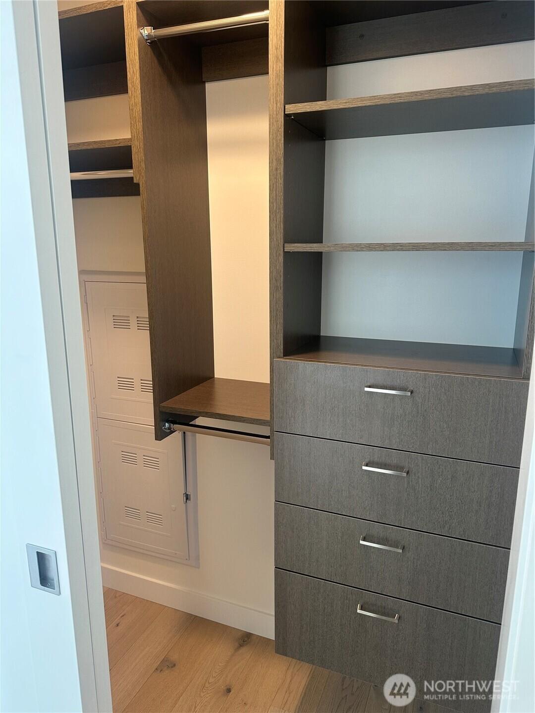 Bedroom closet includes closet organization